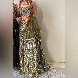 Green Sequin Lehenga Size Small